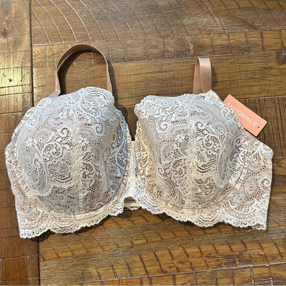 ThirdLove Lace Underwire Bra - Cream and Tan
